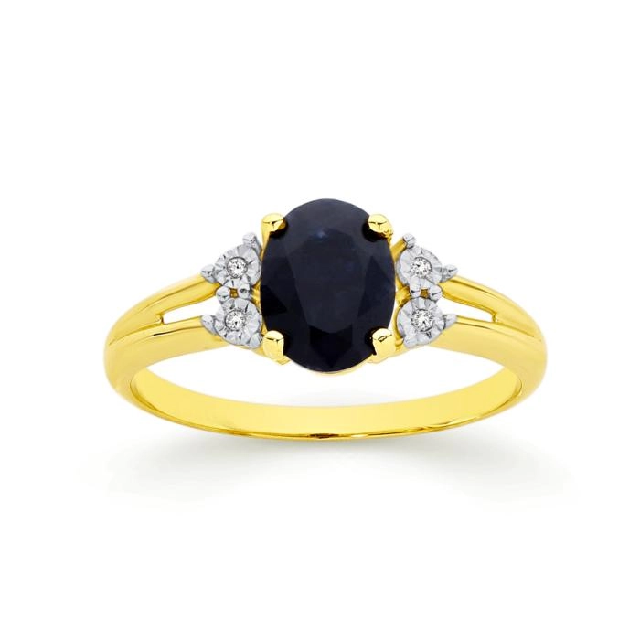 9ct Gold Sapphire & Diamond Ring