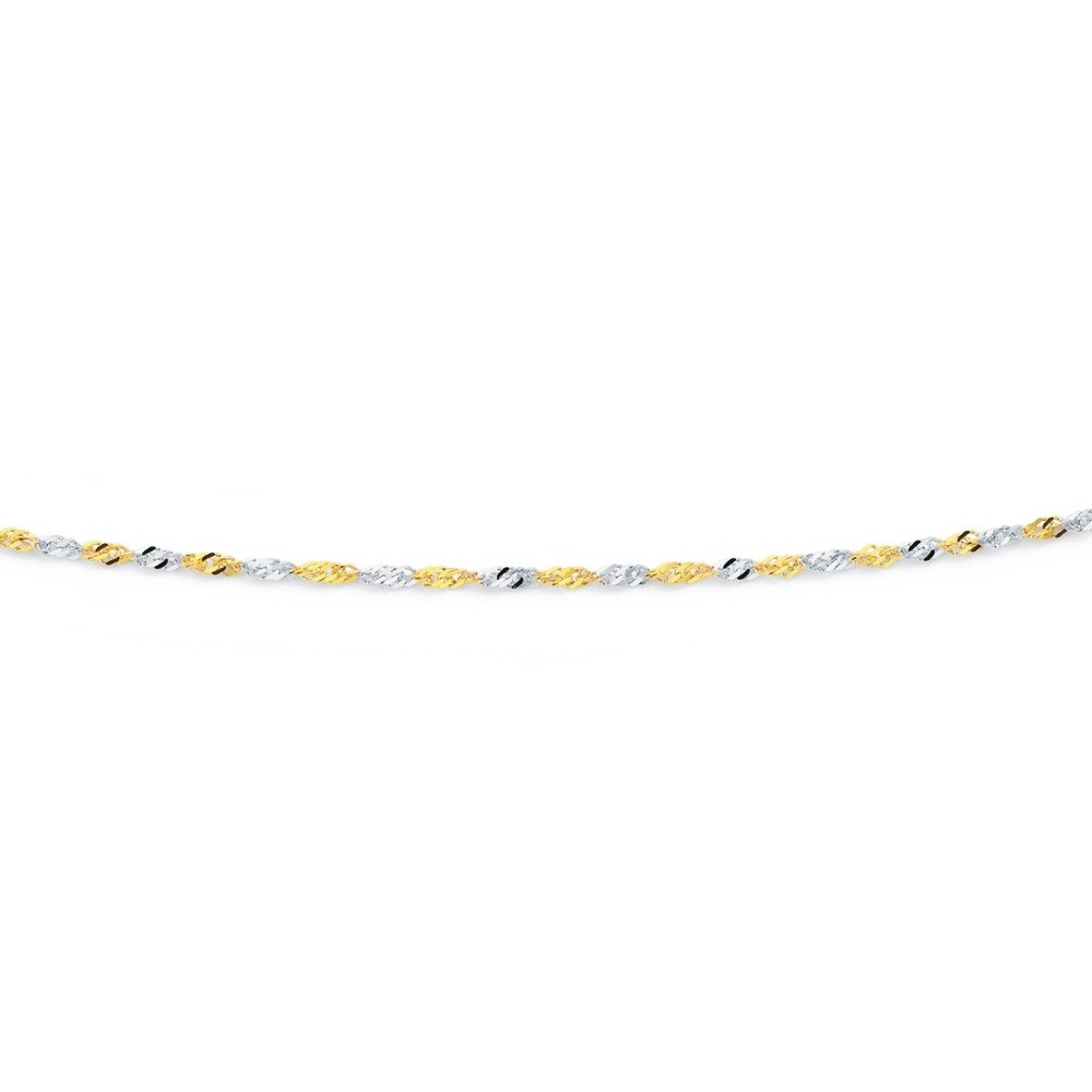 9ct Gold Two Tone 45cm Solid Singapore Chain