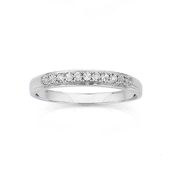 9ct White Gold Diamond Band