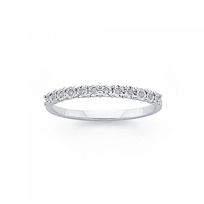 9ct White Gold Diamond Band