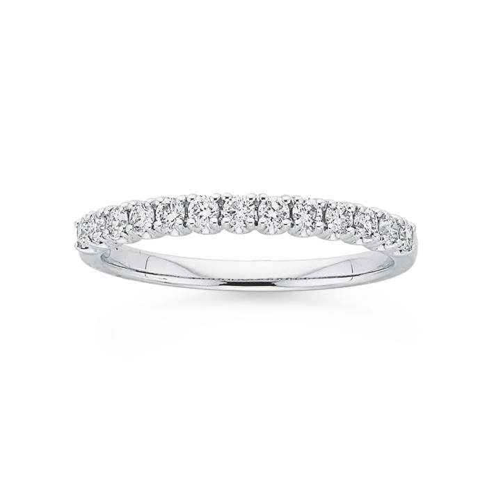 9ct White Gold Diamond Claw Set Band