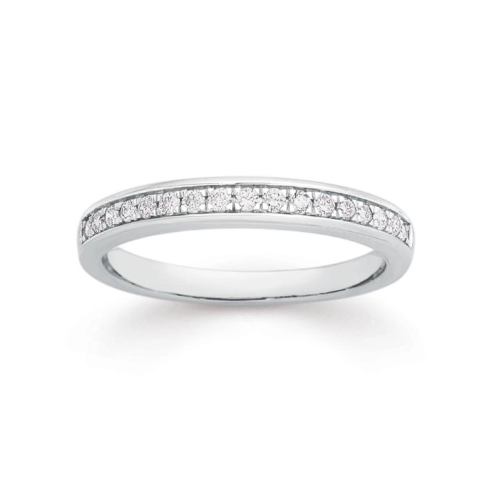 9ct White Gold Diamond Pave Set Band