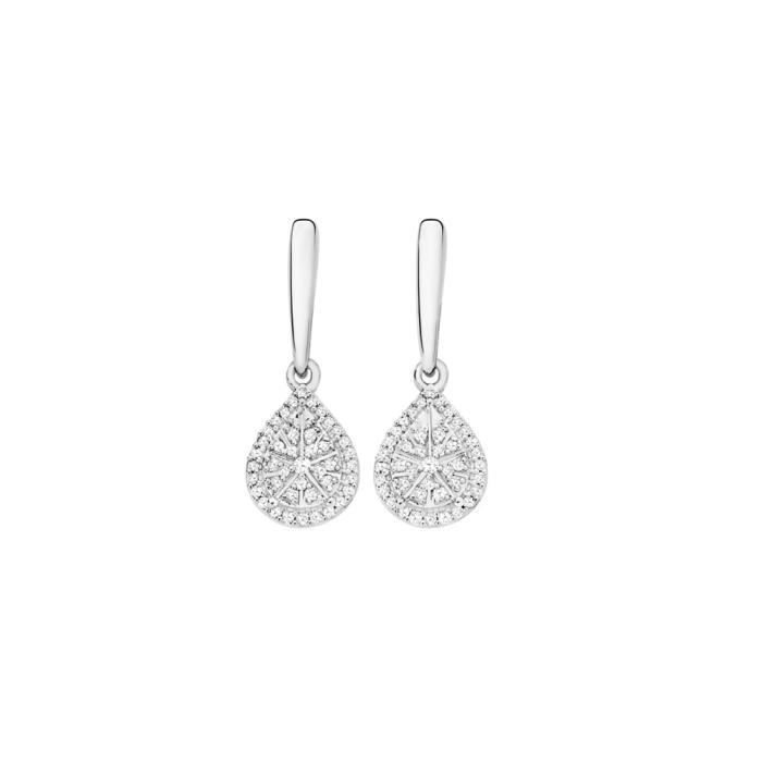 9ct White Gold Diamond Pear Shape Drop Earrings