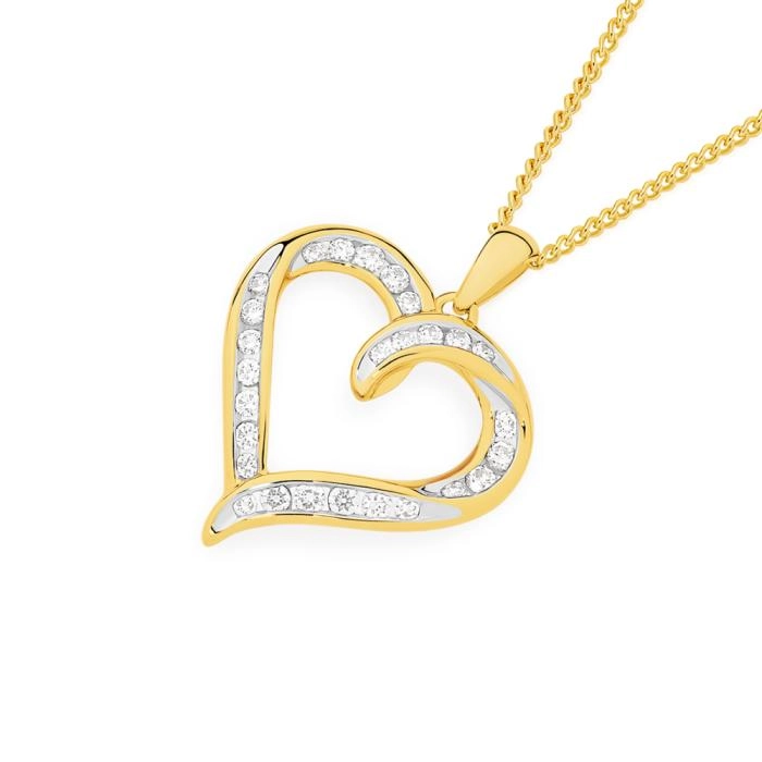 Alora 10ct Gold 1/2 Carat TW Lab Grown Diamond Heart Pendant