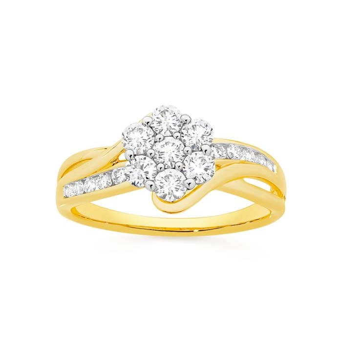 Alora 10ct Gold 3/4 Carat TW Lab Grown Diamond Flower Cluster Ring