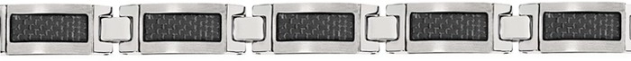 Stainless Steel 21cm Short Carbon Fibre Centre Gents Bracelet