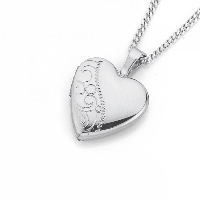 Sterling Silver 10mm Half Scroll Heart Locket Pendant