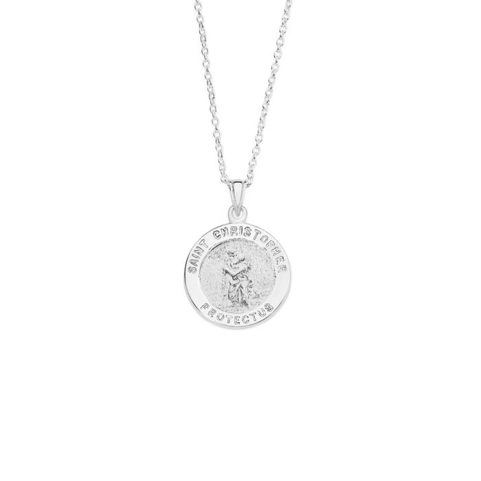 Sterling Silver 15mm Round St. Christopher Pendant