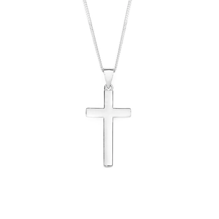 Sterling Silver 20mm Smooth Edge Plain Cross Pendant