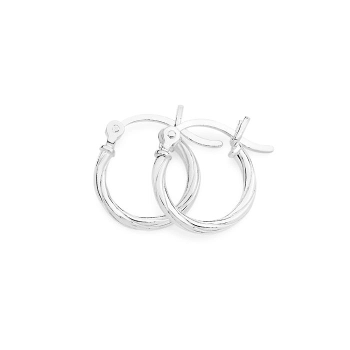 Sterling Silver 2x14mm Twist Tube Hoops