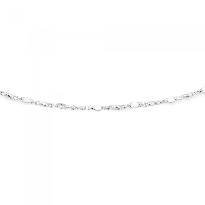 Sterling Silver 45cm Diamond Cut & Plain Short Oval Link Chain