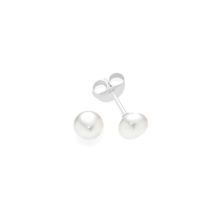 Sterling Silver 6mm White Fresh Water Pearl Studs