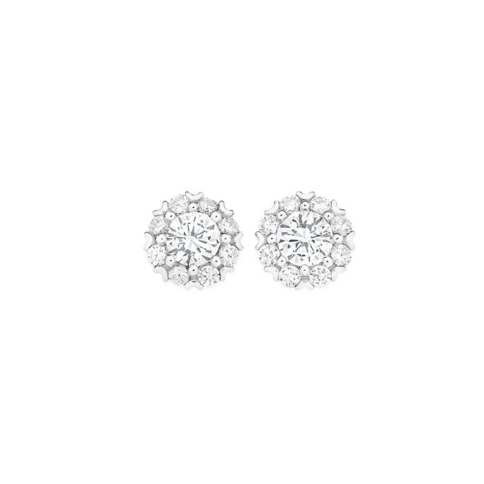 Sterling Silver 9mm Round Cluster Cubic Zirconia Studs