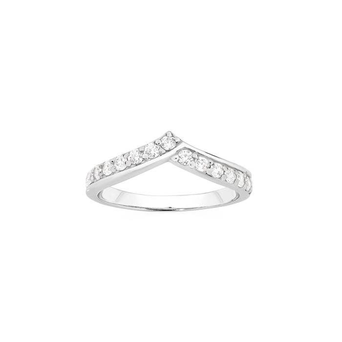 Sterling Silver Cubic Zirconia V-Shape Ring