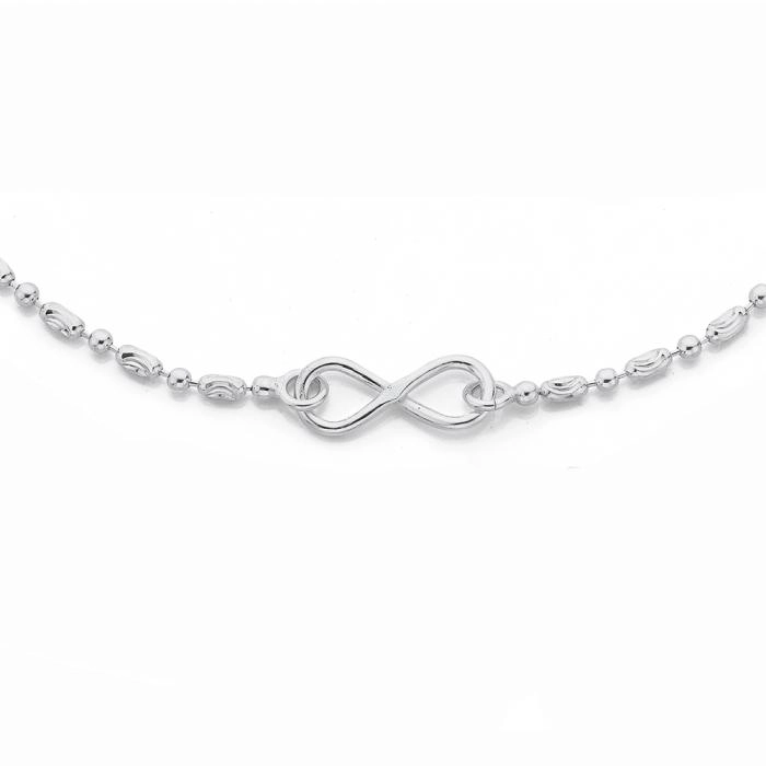 Sterling Silver Fancy Oval Twist Bead Infinity Bracelet