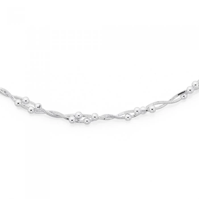 Sterling Silver Serpentine Twist & Ball Bracelet