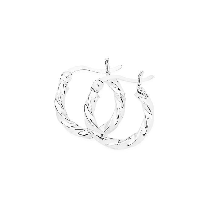 Sterling Silver Small Square Twist Hoop Earrings