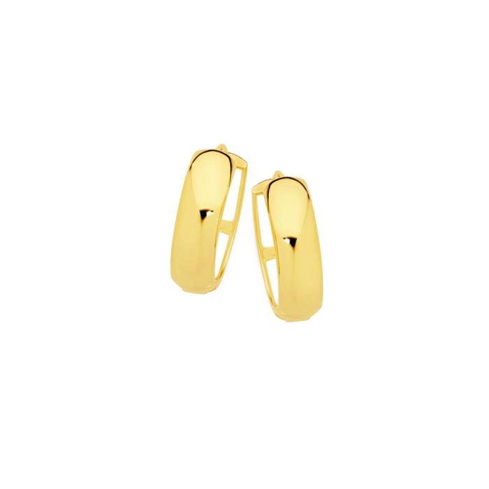 9ct Gold 10mm Half Round Polished Huggie Earrings