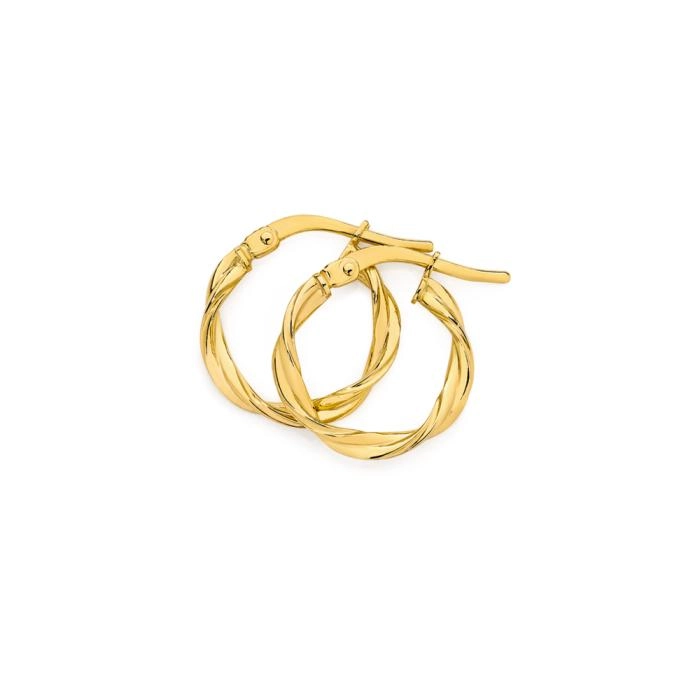 9ct Gold 2x10mm Entwined Twist Hoop Earrings