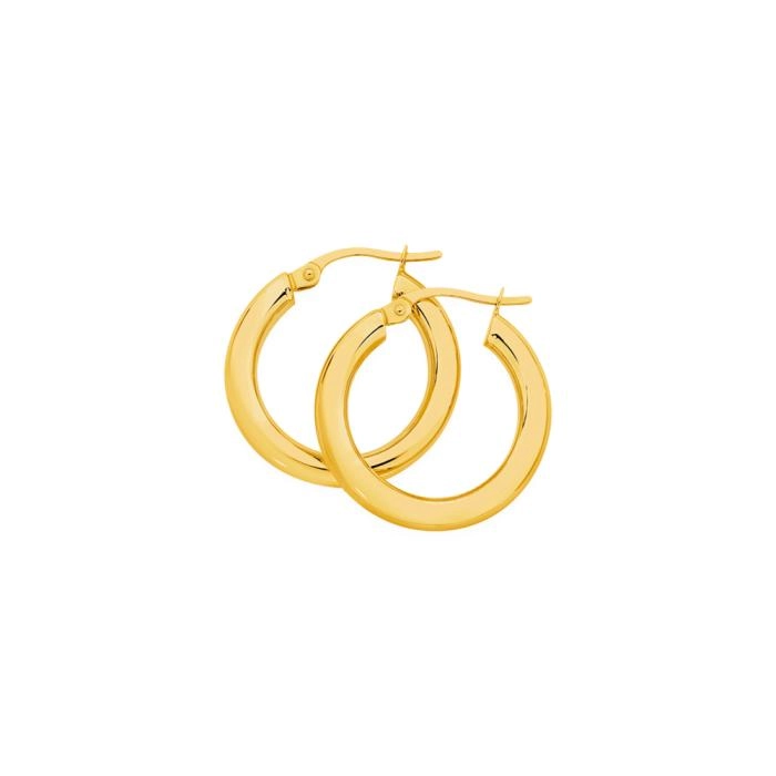 9ct Gold 3x15mm Polished Hoop Earrings