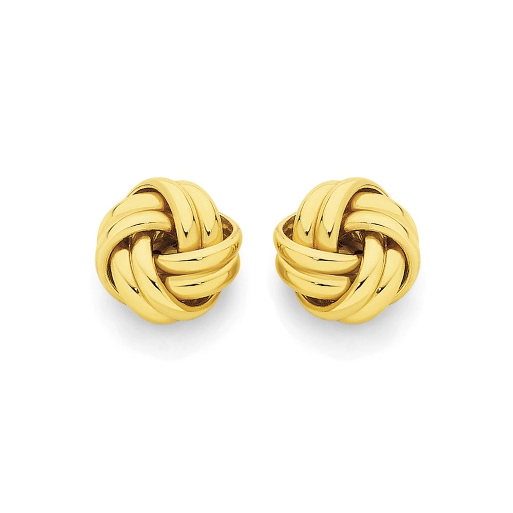 9ct Gold 9mm Double Knot Stud Earrings