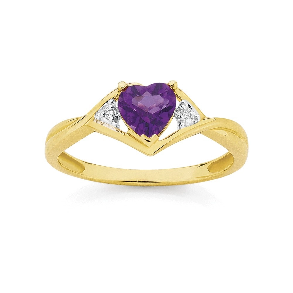 9ct Gold Amethyst & Diamond Ring