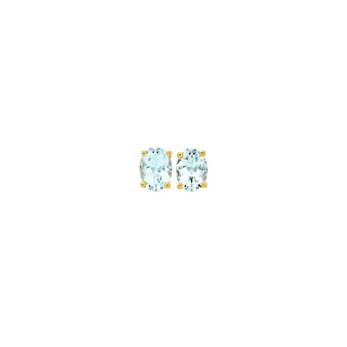 9ct Gold Aquamarine Oval Cut Stud Earrings