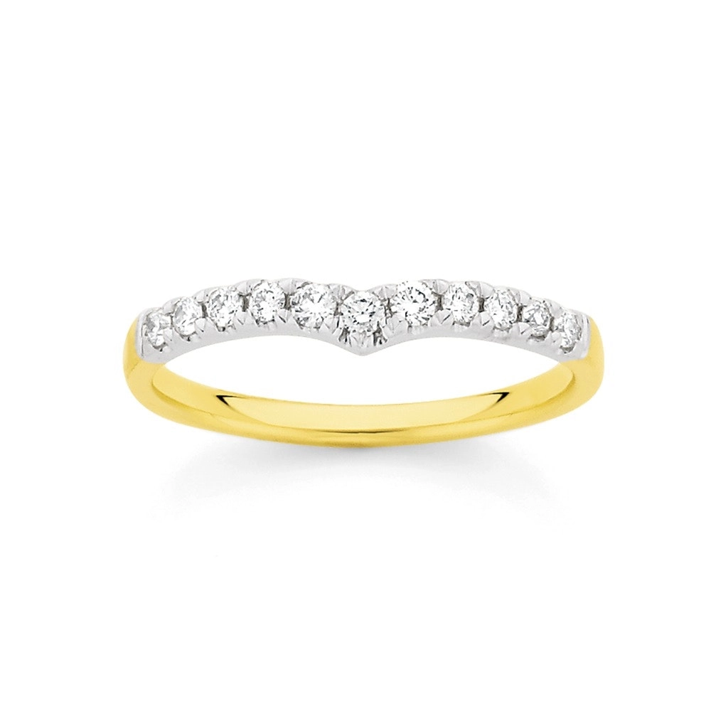 9ct Gold Diamond Curved Band