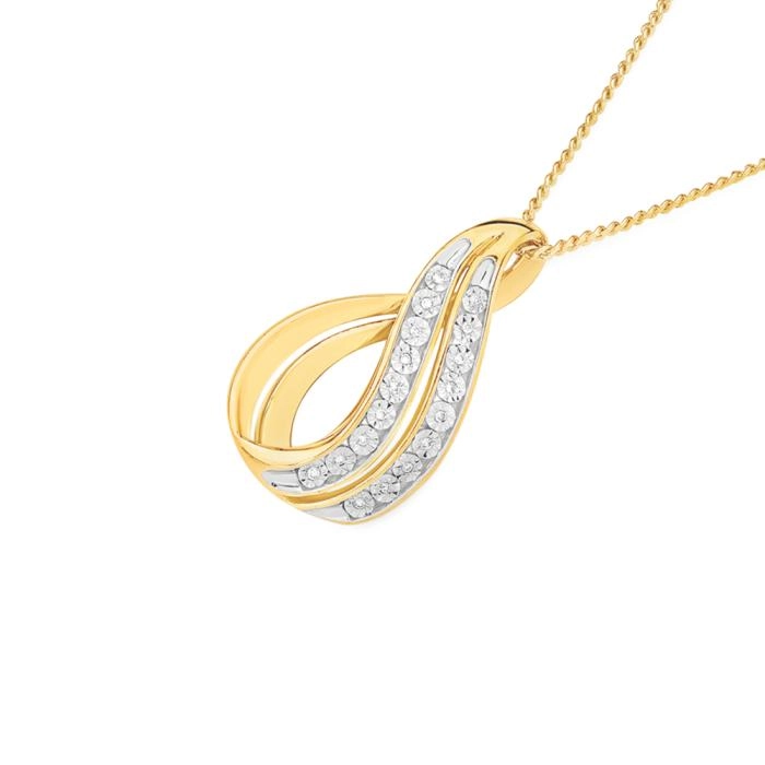 9ct Gold Diamond Double Loop Slider Pendant