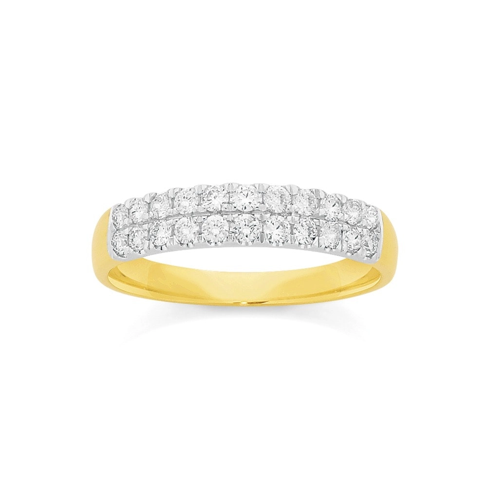 9ct Gold Diamond Double Row Band