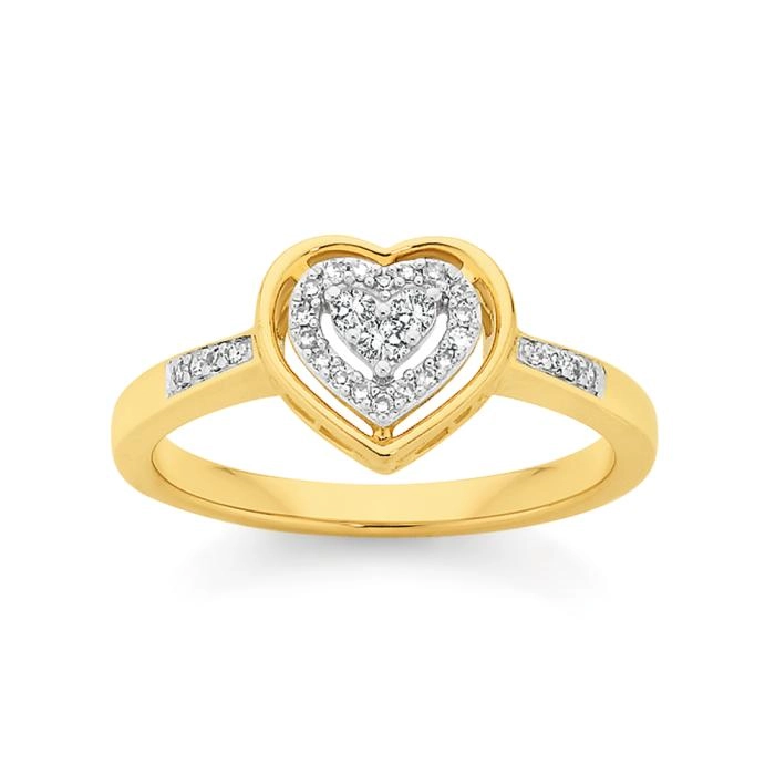 9ct Gold Diamond Heart Ring