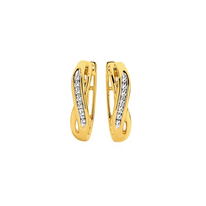 9ct Gold Diamond Huggie Earrings