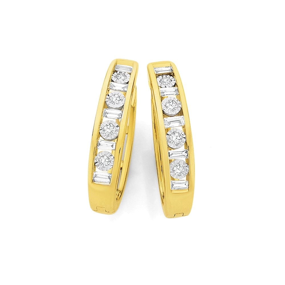 9ct Gold Diamond Huggie Earrings