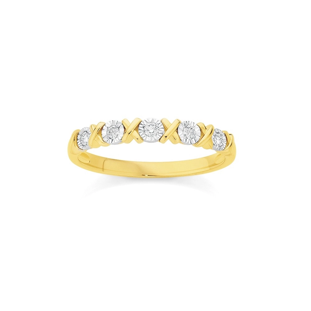 9ct Gold Diamond Hugs & Kisses Band