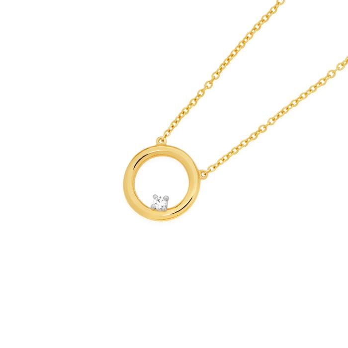 9ct Gold Diamond Open Circle Necklet