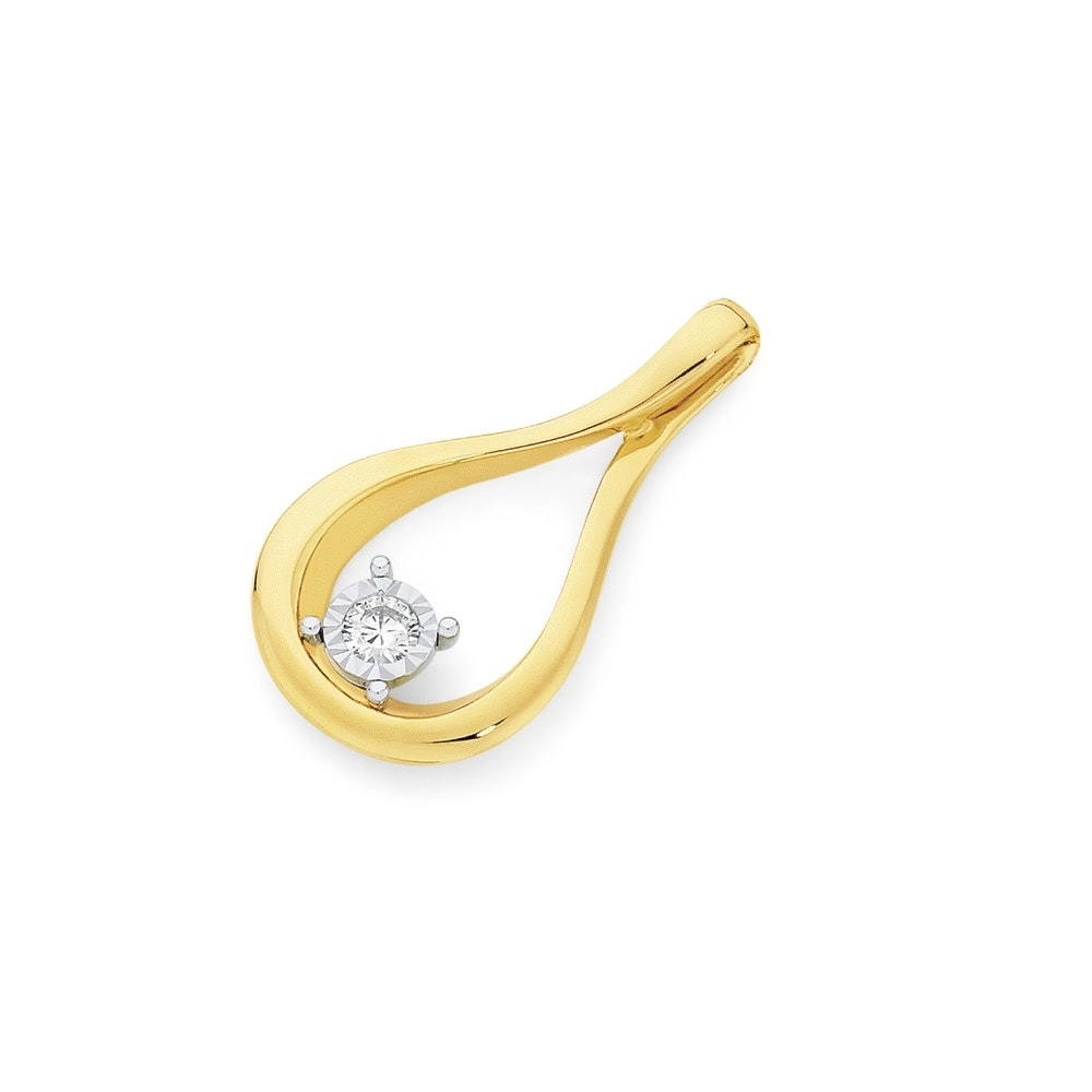 9ct Gold Diamond Open Teardrop Pendant