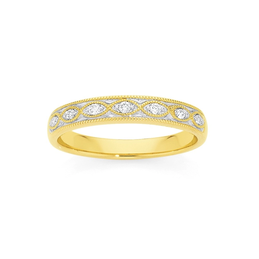 9ct Gold Diamond Swirl Band