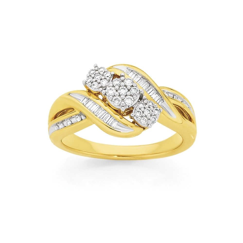 9ct Gold Diamond Trilogy Swirl Ring