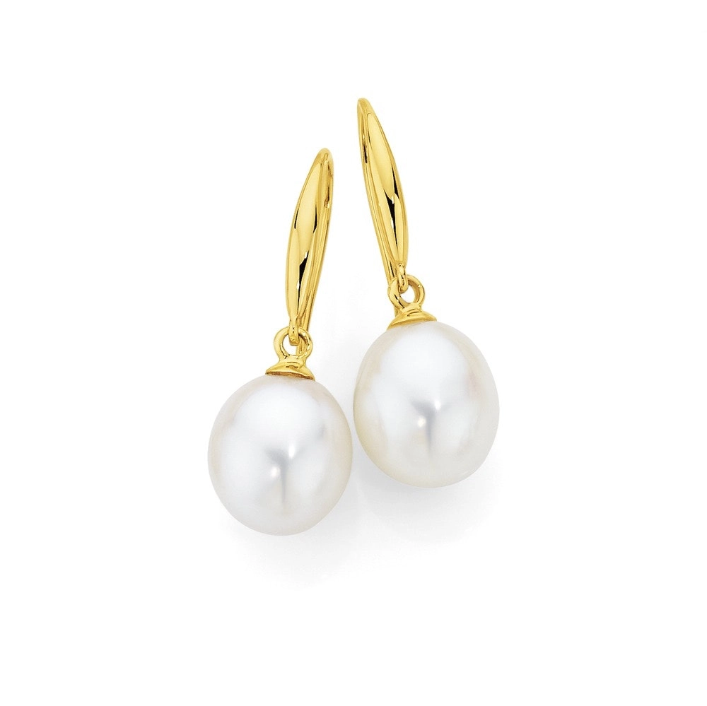 9ct Gold Freshwater Pearl Drop Earrings