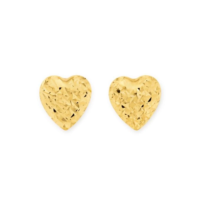 9ct Gold Heart Stud Earrings