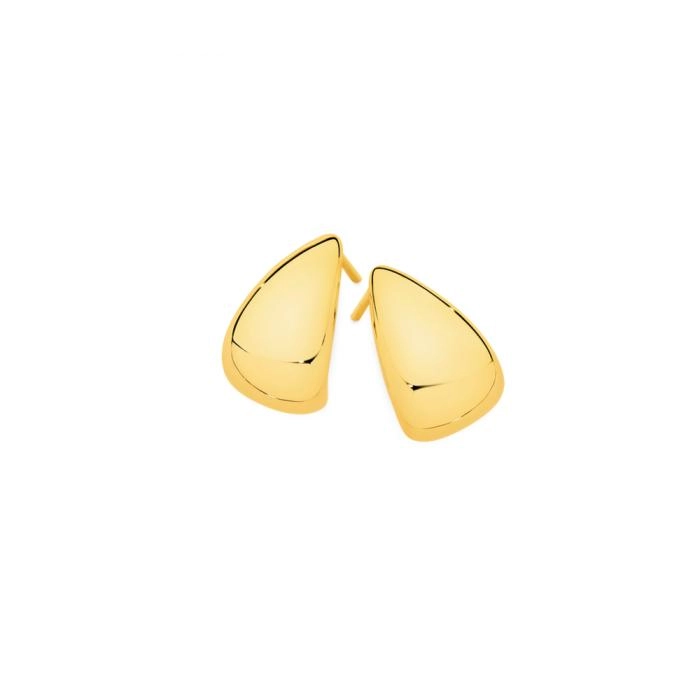 9ct Gold Polished Curved Stud Earrings