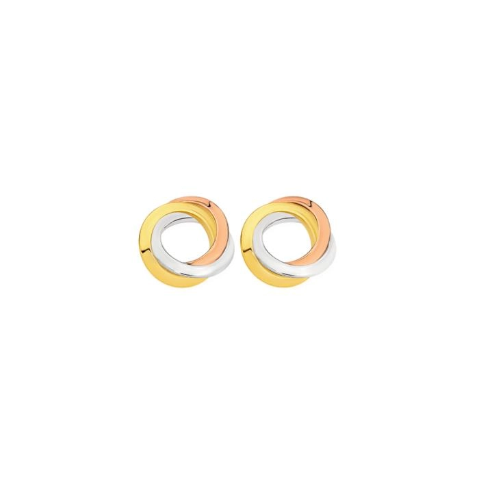 9ct Gold Tri Tone Open Knot Stud Earrings