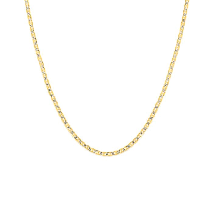 9ct Gold Two Tone 45cm Diamond-Cut Marine Chain