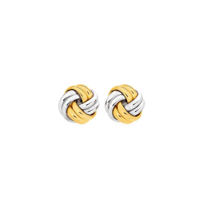 9ct Gold Two Tone Double Knot Stud Earrings