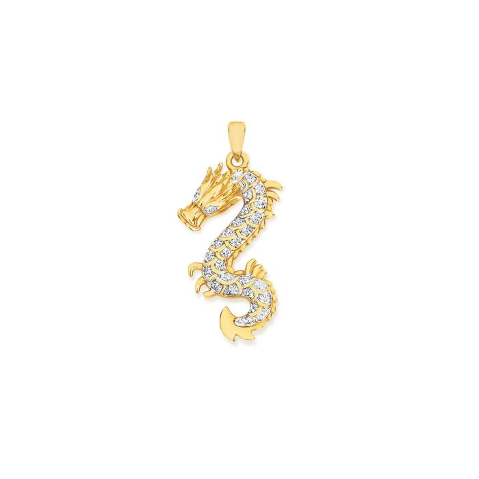 9ct Gold Two Tone Dragon Gents Pendant