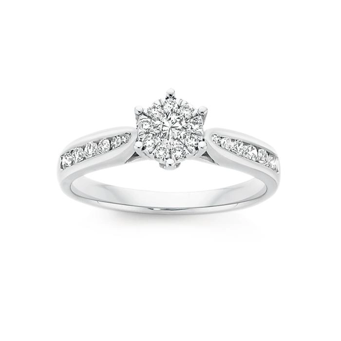 9ct White Gold Diamond Cluster Ring