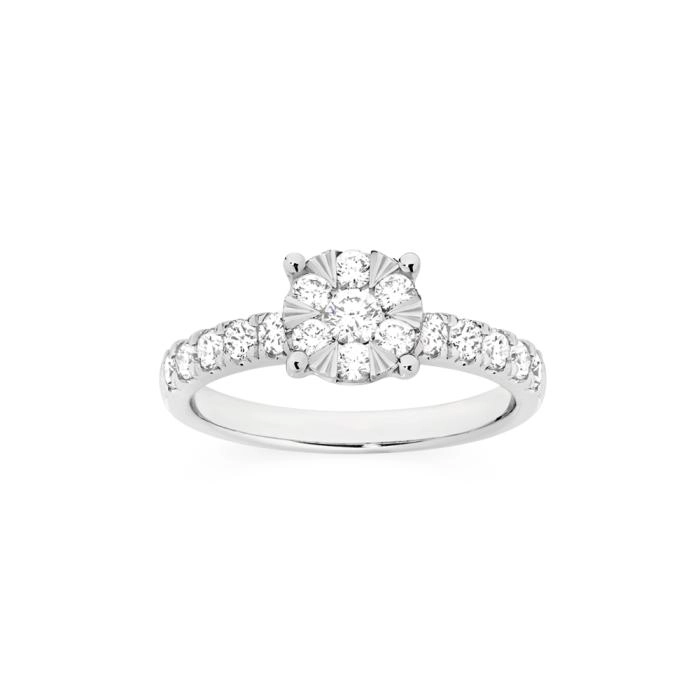 9ct White Gold Diamond Cluster Ring