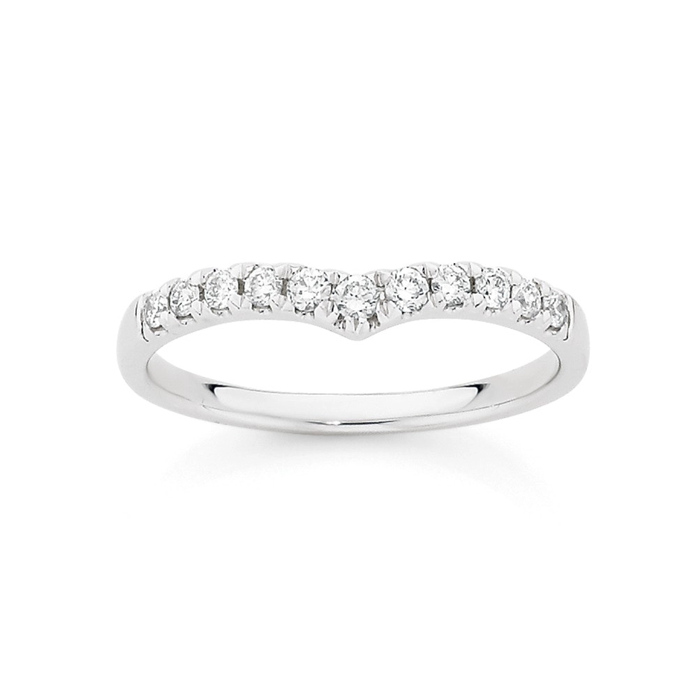 9ct White Gold Diamond Curved Band