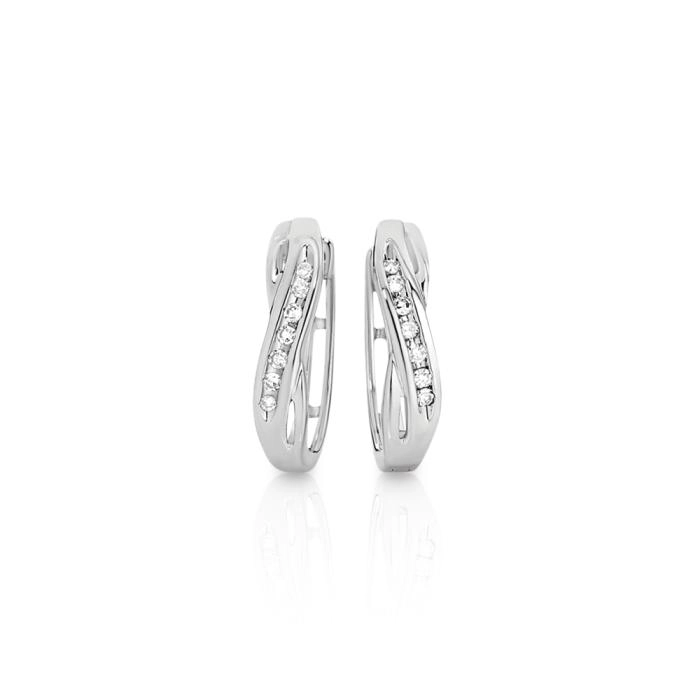 9ct White Gold Diamond Huggie Earrings