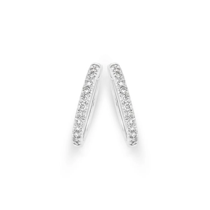 9ct White Gold Diamond Huggie Earrings